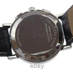 Montres Atlas de TIFFANY&Co. Cadran noir en acier inoxydable/Cuir embossé Quartz