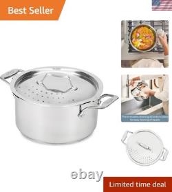 Multipot en acier inoxydable polyvalent de 6 quarts avec couvercle à égoutter, résistant au four jusqu'à 600°F