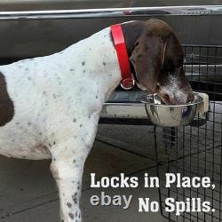 NOUVEAU Bol à eau pour cage à chien 2 quarts en acier inoxydable sans éclaboussures avec montage sécurisé