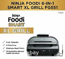 Ninja Fg551 Foodi Smart XL Capacité 6-en-1 Grill Intérieur Avec Friteuse D'air 4-quart