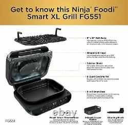 Ninja Fg551 Foodi Smart XL Capacité 6-en-1 Grill Intérieur Avec Friteuse D'air 4-quart