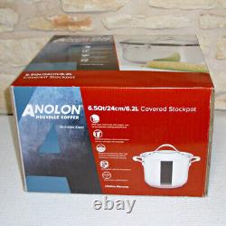 Nouveau ? Anolon 77275 Nouvelle Cuivre Acier Inoxydable Marmite Couvert de 6½-quarts