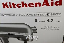 Nouveau Kitchenaid Pro Professional 5 Plus 5 Quart Bowl-lift Stand Mixer Argent