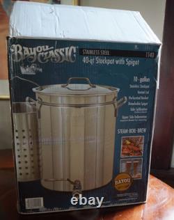 Nouveau ! Marmite Bayou Classic en acier inoxydable de 40 pintes avec panier et robinet