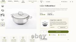 Nouveau couvercle pour marmite gourmet en acier inoxydable 6 quarts 360 Cookware, fabriqué aux États-Unis