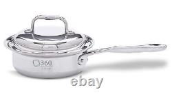 Nouvelle casserole en acier inoxydable 1 quart avec couvercle 360 Cookware