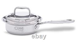 Nouvelle casserole en acier inoxydable 1 quart avec couvercle de 360 Cookware