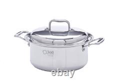Nouvelle marmite en acier inoxydable de 4 quarts avec couvercle 360 Cookware