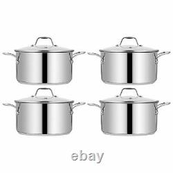 Nutrichef Soupe En Acier Inoxydable 8 Quart De Poids Lourds Pot Avec Couvercle (4 Pack)