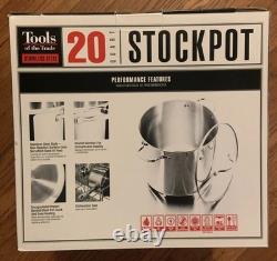 Outils du Métier Casserole en Acier Inoxydable de 20 Quarts avec Couvercle en Verre NIB