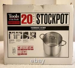 Outils du métier faitout en acier inoxydable de 20 quarts avec couvercle en verre HF40720