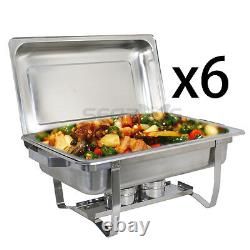 Pack complet de 6 plats inox rectangulaires de 8 litres pour festival.