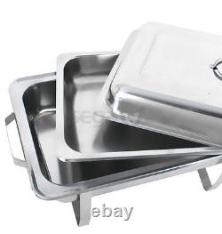 Pack complet de 6 plats inox rectangulaires de 8 litres pour festival.