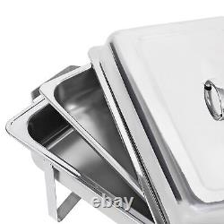 Pack de 8 Plats de Buffet en Acier Inoxydable de 8 litres avec Chauffe-Plats Chafer