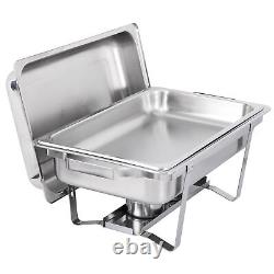 Pack de 8 Plats de Buffet en Acier Inoxydable de 8 litres avec Chauffe-Plats Chafer