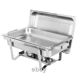 Pack de 8 Plats de Buffet en Acier Inoxydable de 8 litres avec Chauffe-Plats Chafer