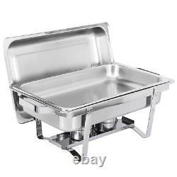 Pack de 8 Plats de Buffet en Acier Inoxydable de 8 litres avec Chauffe-Plats Chafer