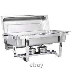 Pack de 8 Plats de Buffet en Acier Inoxydable de 8 litres avec Chauffe-Plats Chafer