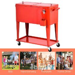 Patio Deck Cooler Rolling Outdoor 80 Quart Solid Steel Construction Party Accueil