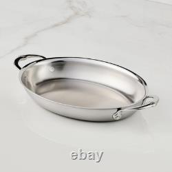 Plat à gratin ovale en acier inoxydable de 2 quarts, taille moyenne, batterie de cuisine gainée