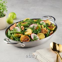 Plat à gratin ovale en acier inoxydable de 2 quarts, taille moyenne, batterie de cuisine gainée