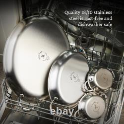 Plat à gratin ovale en acier inoxydable de 2 quarts, taille moyenne, batterie de cuisine gainée