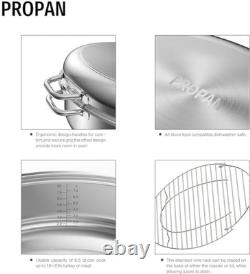 Plat à rôtir avec grille et couvercle 12 quarts, acier inoxydable 18/10 multi 17 pouces
