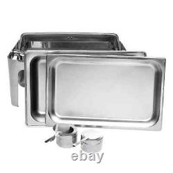 Plat de service en acier inoxydable argenté de 8 quarts avec chafing dish à couvercle roulant