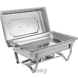 Plat de service rectangulaire en acier inoxydable de 4 x 8 quarts - Taille complète - Catering Buffet