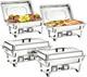 Plats &agrave; Chafing Pour Buffet, Lot De 4, Chafing Dish En Acier Inoxydable De 9 Quarts Pour Buffet Se