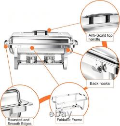 Plats à chafing pour buffet, lot de 4, chafing dish en acier inoxydable de 9 quarts pour buffet Se