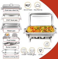 Plats à réchaud pour buffet, lot de 4, 9 quarts, serveurs de buffet en acier inoxydable <br/>