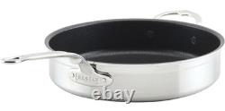 Poêle à Sauter Antiadhésive Hestan avec Couvercle, Acier Inoxydable TITUM Antiadhésif, 5 Quart