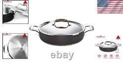 Poêle à Sauter Élégante en Acier Inoxydable de 4,5 Quart avec Couvercle Parfaite pour Tous les Cuisinières