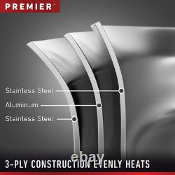 Poêle à Sauter en Acier Inoxydable Premier de 5 Quarts avec Couvercle, Construction Métallique à 3 Couches