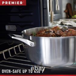 Poêle à Sauter en Acier Inoxydable Premier de 5 Quarts avec Couvercle, Construction Métallique à 3 Couches