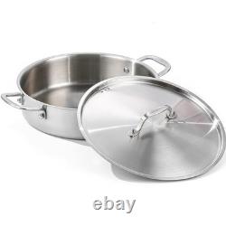 Poêle à braiser en acier inoxydable à trois couches de 7 quart avec couvercle, pot Rondeau induction Wi
