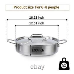 Poêle à braiser en acier inoxydable à trois couches de 7 quart avec couvercle, pot Rondeau induction Wi