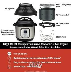 Pot Instantané 6-quart Duo Crisp, Friteuse D'air 11-en-1 Cuisinière À Petites Pressions Multi-usages