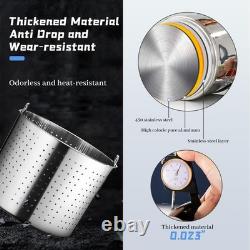 Pot à bouillir en acier inoxydable de 40 pintes avec couvercle pour fruits de mer, crabe, 40 QT, argenté