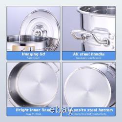 Pot à bouillir en acier inoxydable de 40 pintes avec couvercle pour fruits de mer, crabe, 40 QT, argenté