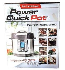 Pot instantané Power Quick 8-en-1 de 6 litres 1200W, cuiseur multifonction en acier inoxydable, neuf