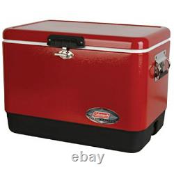 Refroidisseur Portatif En Acier Inoxydable Coleman, 54 Quart Rustproof Ice Chest, Rouge