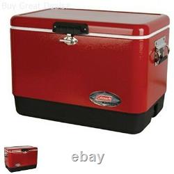 Refroidisseur Portatif En Acier Inoxydable Coleman, 54 Quart Rustproof Ice Chest, Rouge