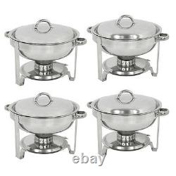 Rond 4 Pack Chafing Dish 5 Quart Acier Inoxydable Plateau De Taille Complète Buffet Traiteur