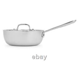 Saucier en acier inoxydable All-Clad D3 de 2 quart poli avec couvercle NEUF