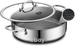 Sauteuse, Poêle Hybride Antiadhésive de 6,5 Quart, Poêle à Poulet, Sans PFOA