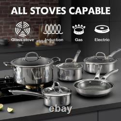 Sauteuse, Poêle Hybride Antiadhésive de 6,5 Quart, Poêle à Poulet, Sans PFOA
