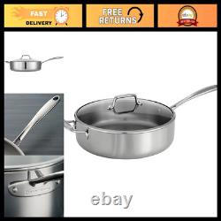 Sauteuse de 5,7 litres en acier inoxydable à triple épaisseur avec couvercle, ustensile de cuisson durable, Kitch