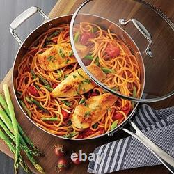 Sauteuse de 5,7 litres en acier inoxydable à triple épaisseur avec couvercle, ustensile de cuisson durable, Kitch
